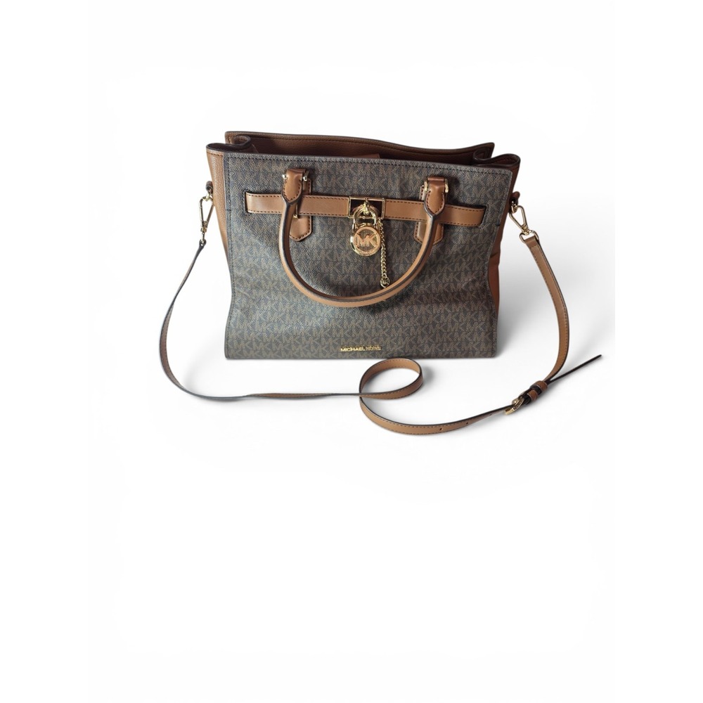 Michael Kors Hamilton Logo Satchel Bag Medium Brown